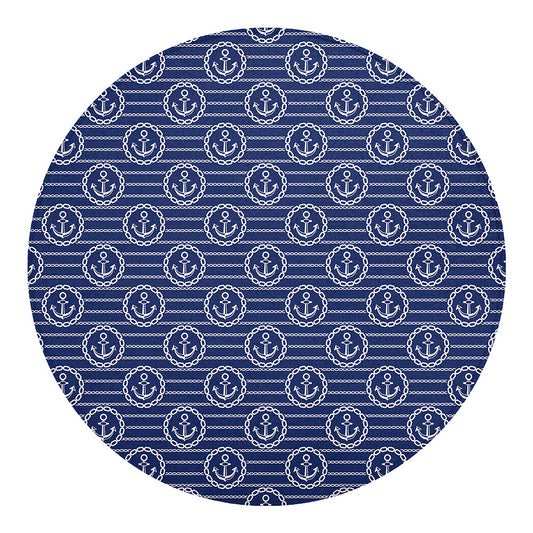 Nautical Anchor Pattern Print Round Blanket