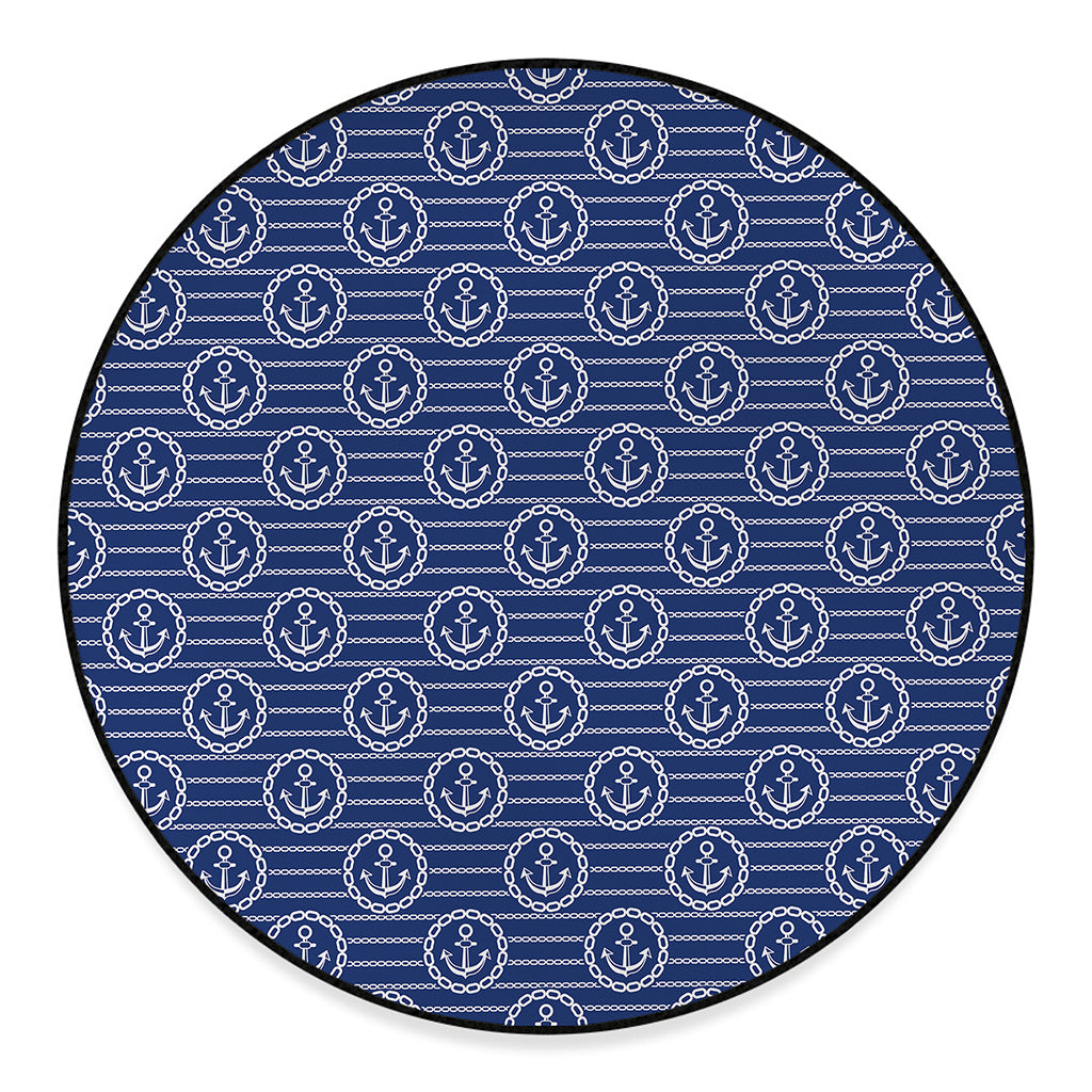 Nautical Anchor Pattern Print Round Floor Mat