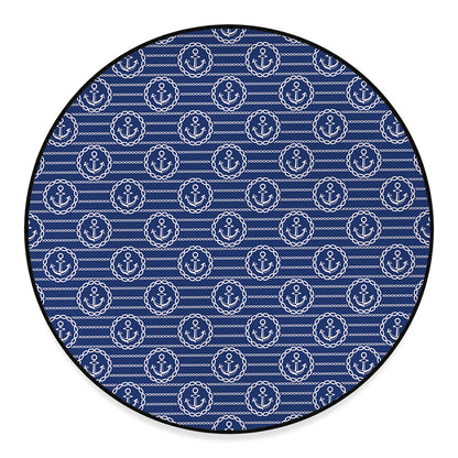 Nautical Anchor Pattern Print Round Floor Mat