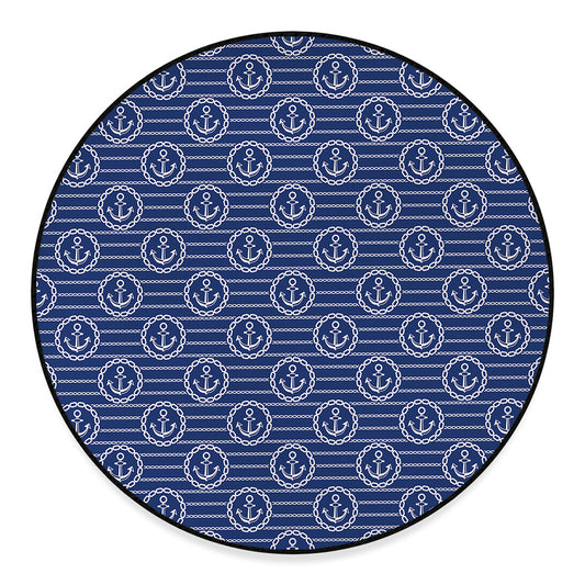 Nautical Anchor Pattern Print Round Floor Mat