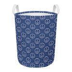 Nautical Anchor Pattern Print Round Laundry Basket