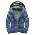 Nautical Anchor Pattern Print Sherpa Lined Zip Up Hoodie