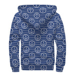 Nautical Anchor Pattern Print Sherpa Lined Zip Up Hoodie