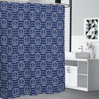 Nautical Anchor Pattern Print Shower Curtain