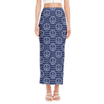 Nautical Anchor Pattern Print Side Slit Maxi Skirt