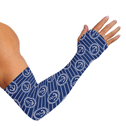 Nautical Anchor Pattern Print Sun Protection Arm Sleeves