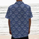 Nautical Anchor Pattern Print Textured Short Sleeve Shirt