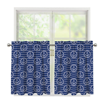Nautical Anchor Pattern Print Tier Curtains