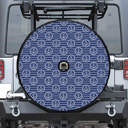 Nautical Anchor Pattern Print Tire Cover With Camera Hole