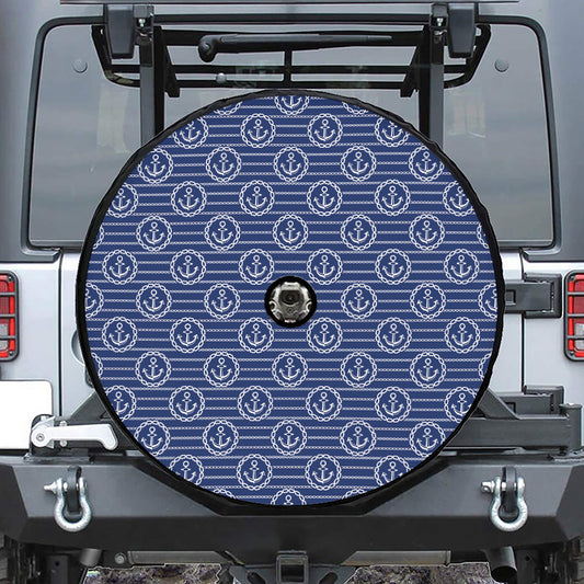 Nautical Anchor Pattern Print Tire Cover With Camera Hole