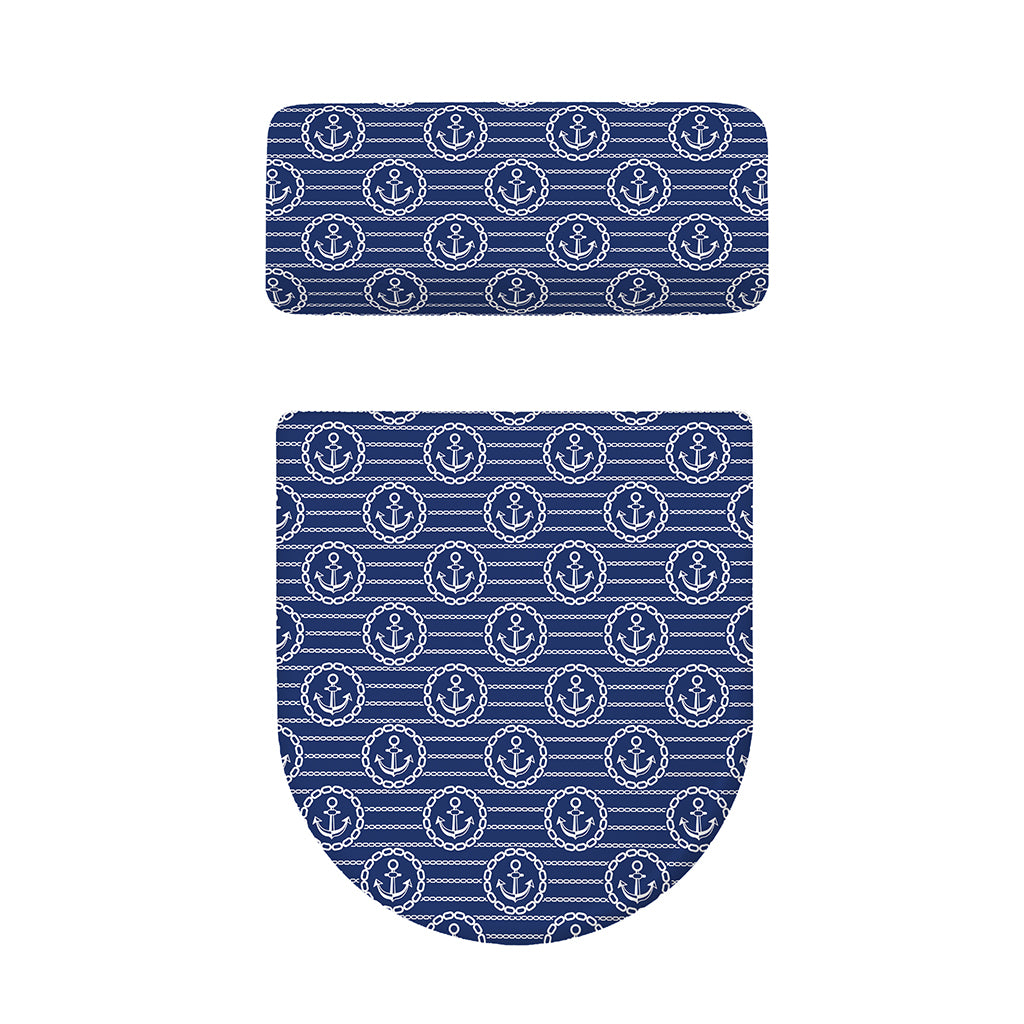 Nautical Anchor Pattern Print Toilet Lid And Tank Cover Set