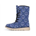 Nautical Anchor Pattern Print Winter Boots
