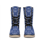Nautical Anchor Pattern Print Winter Boots