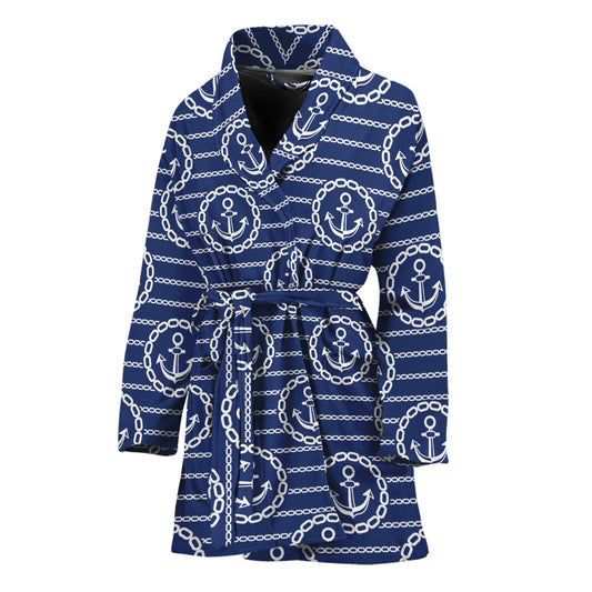 Nautical Anchor Pattern Print Women's Bathrobe