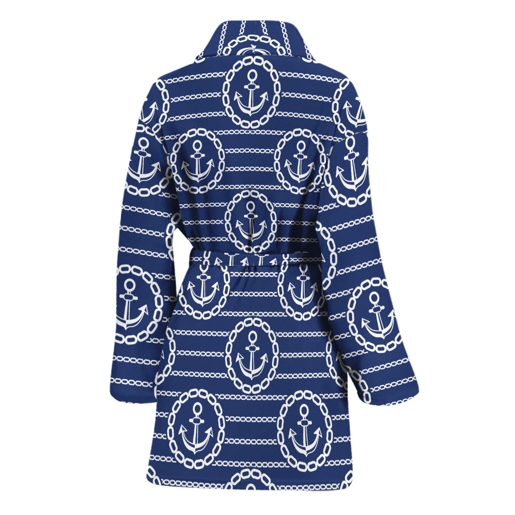 Nautical Anchor Pattern Print Women's Bathrobe