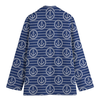 Nautical Anchor Pattern Print Women's Blazer
