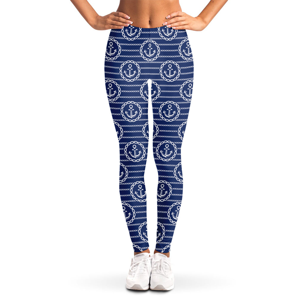 Nautical Anchor Pattern Print Women's Leggings
