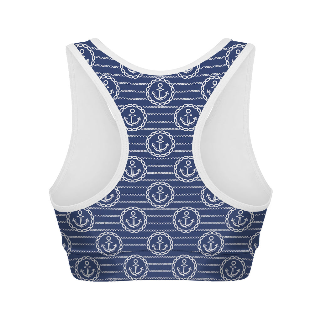 Nautical Anchor Pattern Print Women's Sports Bra