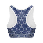 Nautical Anchor Pattern Print Women's Sports Bra