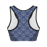 Nautical Anchor Pattern Print Women's Sports Bra