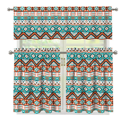 Navajo Geometric Pattern Print 3 Piece Kitchen Curtains