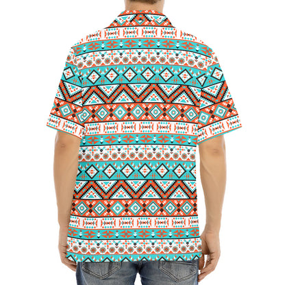 Navajo Geometric Pattern Print Aloha Shirt
