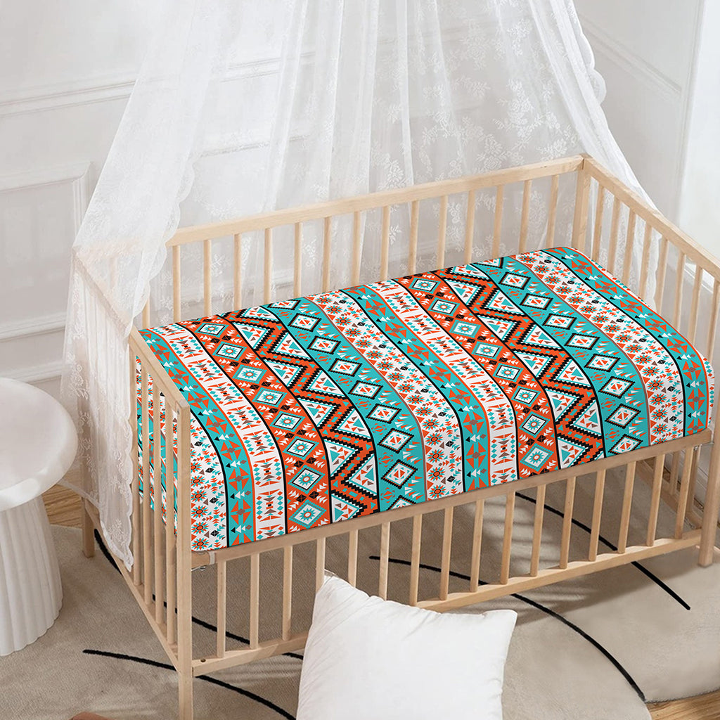 Navajo Geometric Pattern Print Baby Crib Sheet