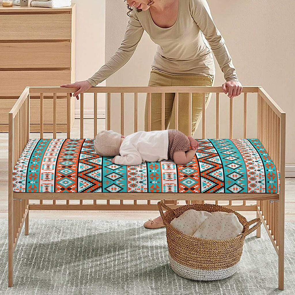 Navajo Geometric Pattern Print Baby Crib Sheet