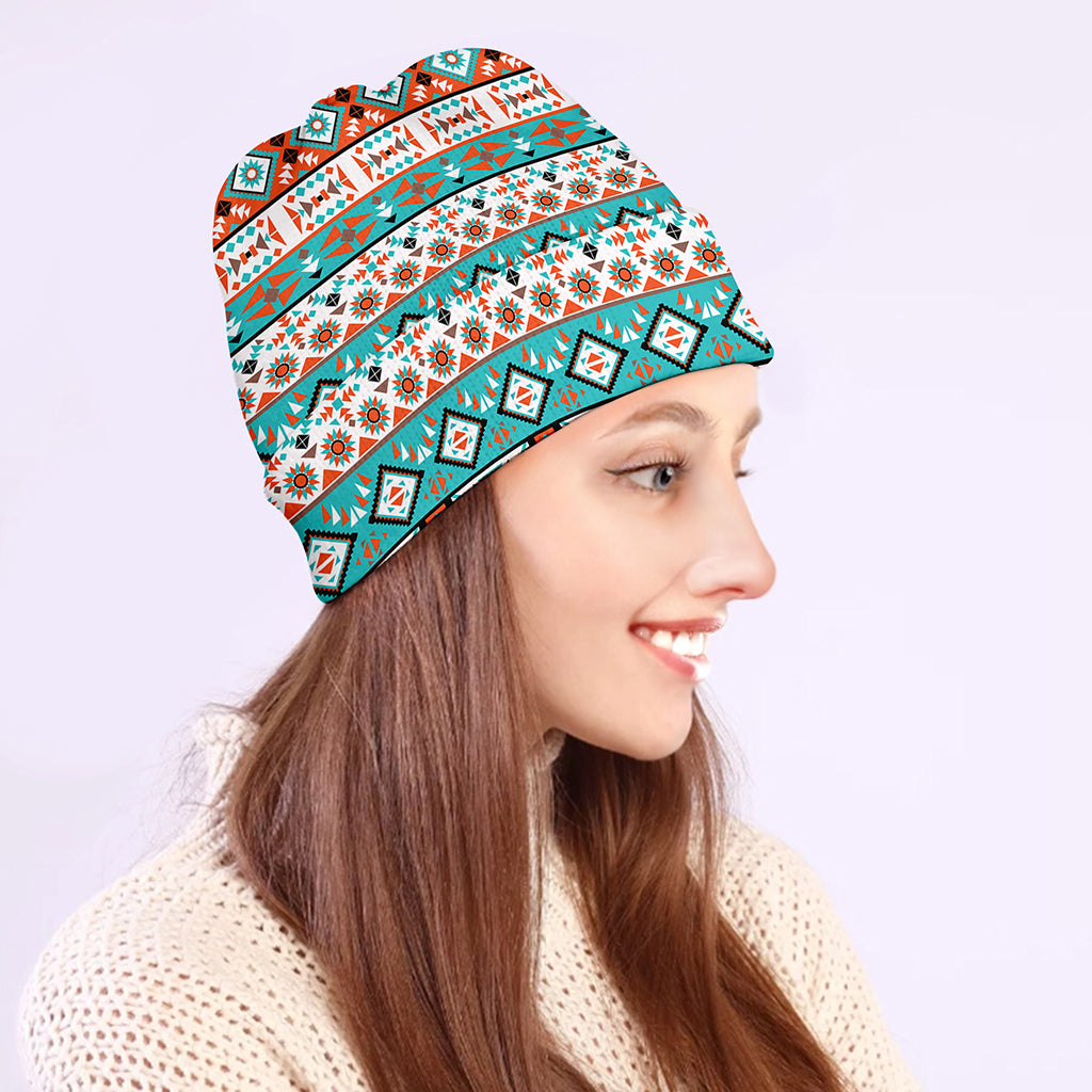 Navajo Geometric Pattern Print Beanie