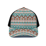 Navajo Geometric Pattern Print Black Mesh Trucker Cap