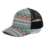 Navajo Geometric Pattern Print Black Mesh Trucker Cap