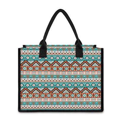 Navajo Geometric Pattern Print Canvas Tote Bag