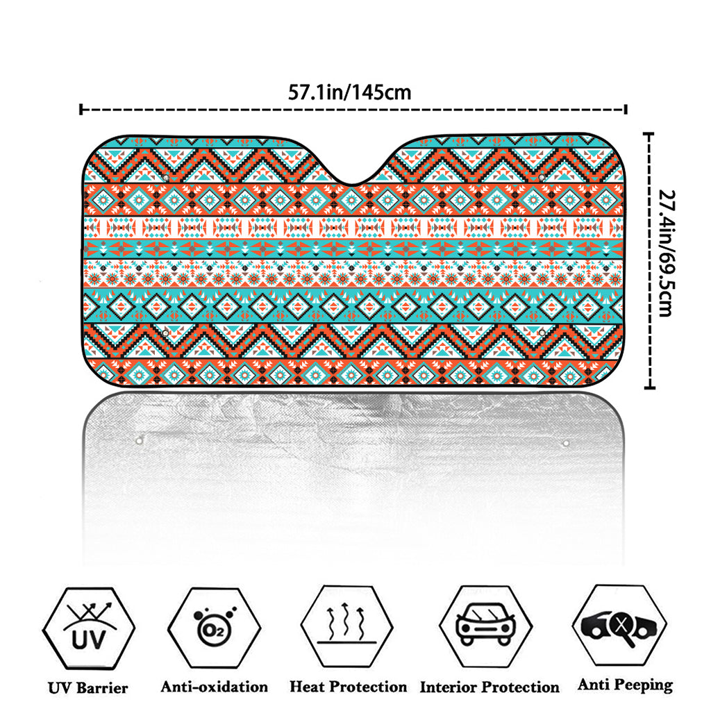 Navajo Geometric Pattern Print Car Windshield Sun Shade