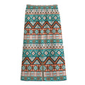 Navajo Geometric Pattern Print Cotton Front Slit Maxi Skirt