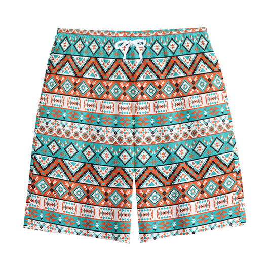 Navajo Geometric Pattern Print Cotton Shorts
