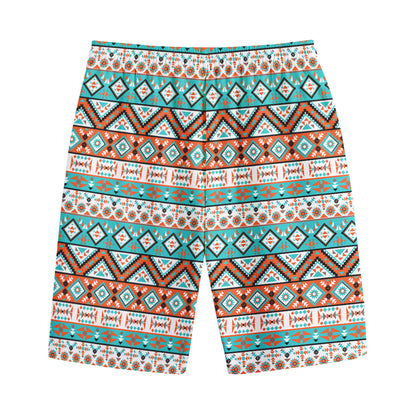 Navajo Geometric Pattern Print Cotton Shorts
