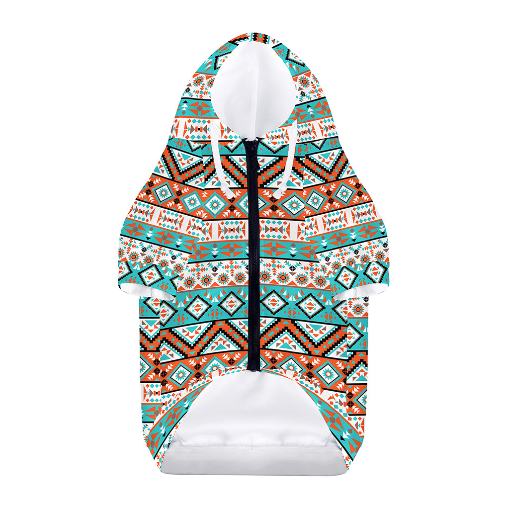 Navajo Geometric Pattern Print Dog Zip Up Hoodie
