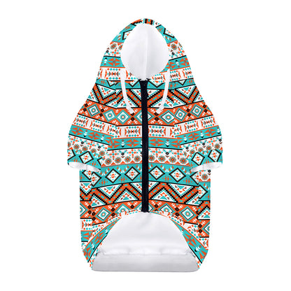 Navajo Geometric Pattern Print Dog Zip Up Hoodie