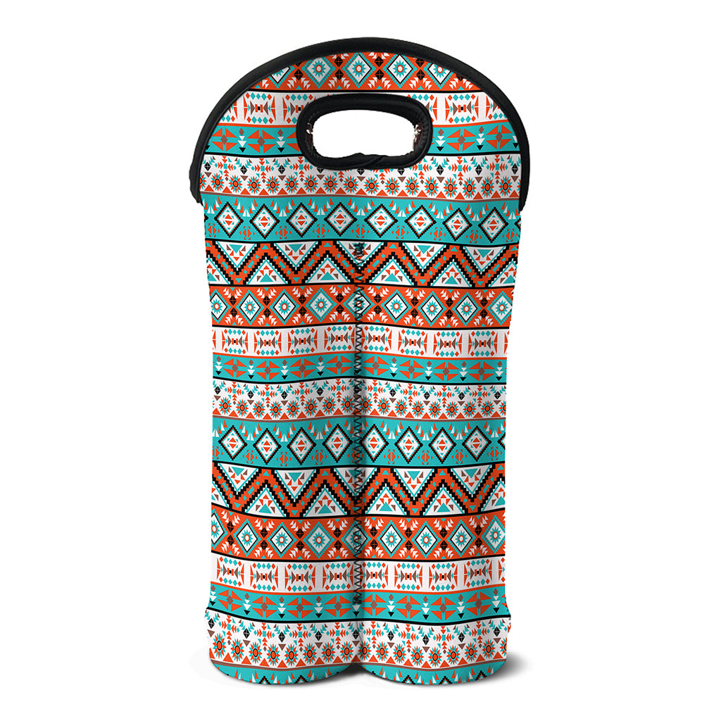 Navajo Geometric Pattern Print Double Neoprene Wine Tote