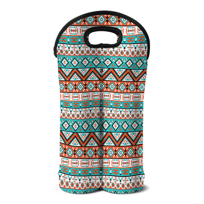 Navajo Geometric Pattern Print Double Neoprene Wine Tote