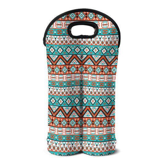 Navajo Geometric Pattern Print Double Neoprene Wine Tote
