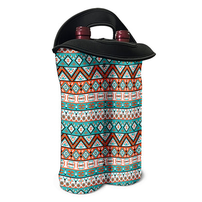 Navajo Geometric Pattern Print Double Neoprene Wine Tote