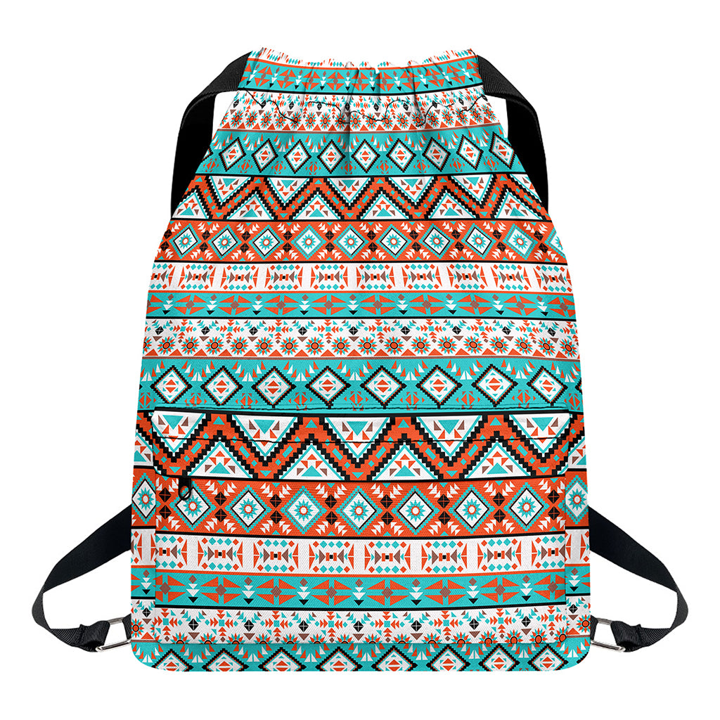Navajo Geometric Pattern Print Drawstring Backpack