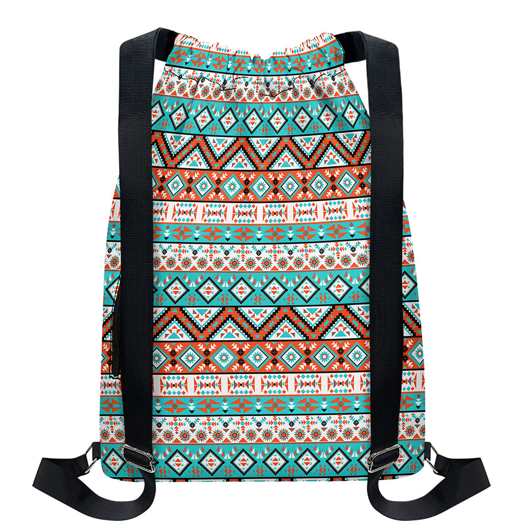 Navajo Geometric Pattern Print Drawstring Backpack