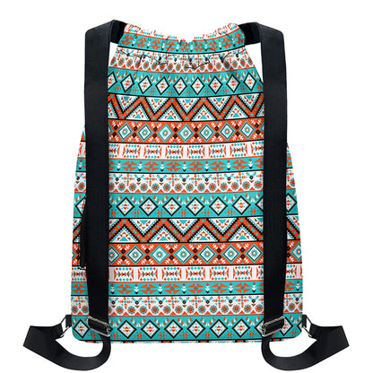 Navajo Geometric Pattern Print Drawstring Backpack