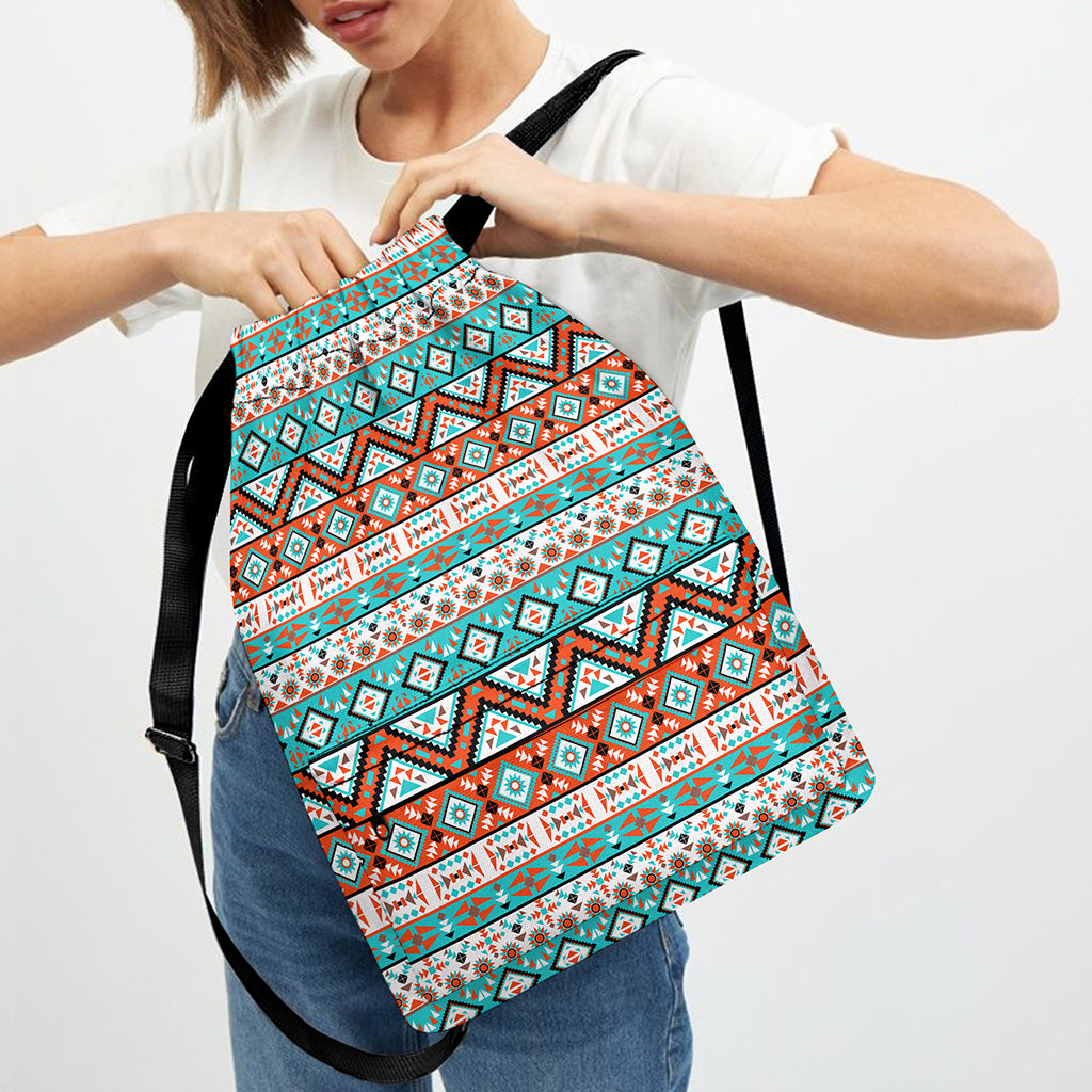 Navajo Geometric Pattern Print Drawstring Backpack