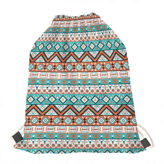 Navajo Geometric Pattern Print Drawstring Bag