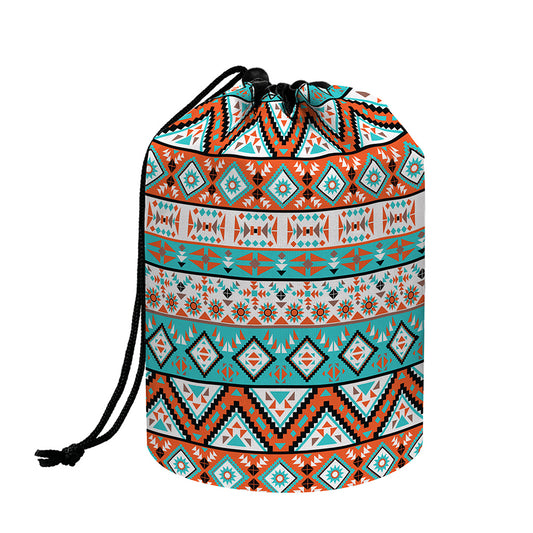 Navajo Geometric Pattern Print Drawstring Makeup Bag