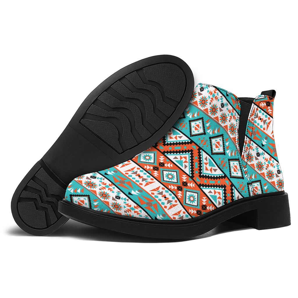 Navajo Geometric Pattern Print Flat Ankle Boots