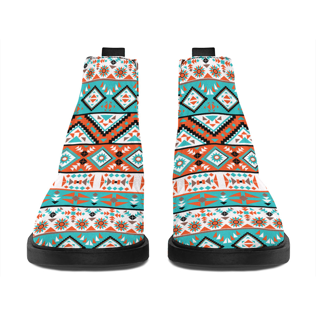 Navajo Geometric Pattern Print Flat Ankle Boots